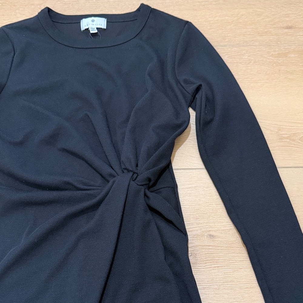 Socialite Black Long Sleeve Knit Twist Dress